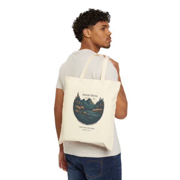 Peace Like a River Cotton Canvas Tote Bag - Image 3