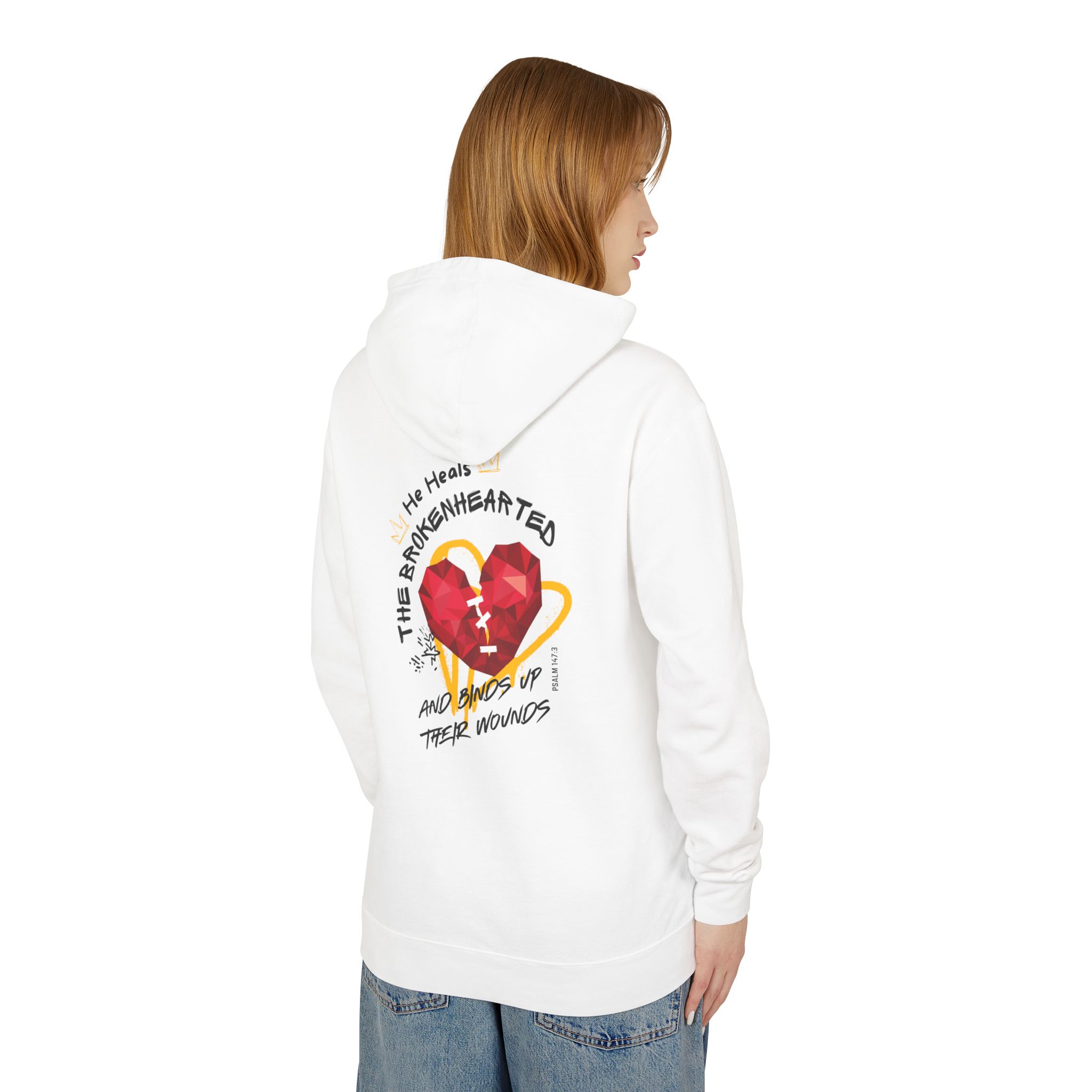 He Heals the Brokenhearted Unisex Lightweight Hooded Sweatshirt - Image 12