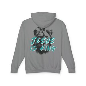 Jesus is King: Teal Unisex Lightweight Hooded Sweatshirt