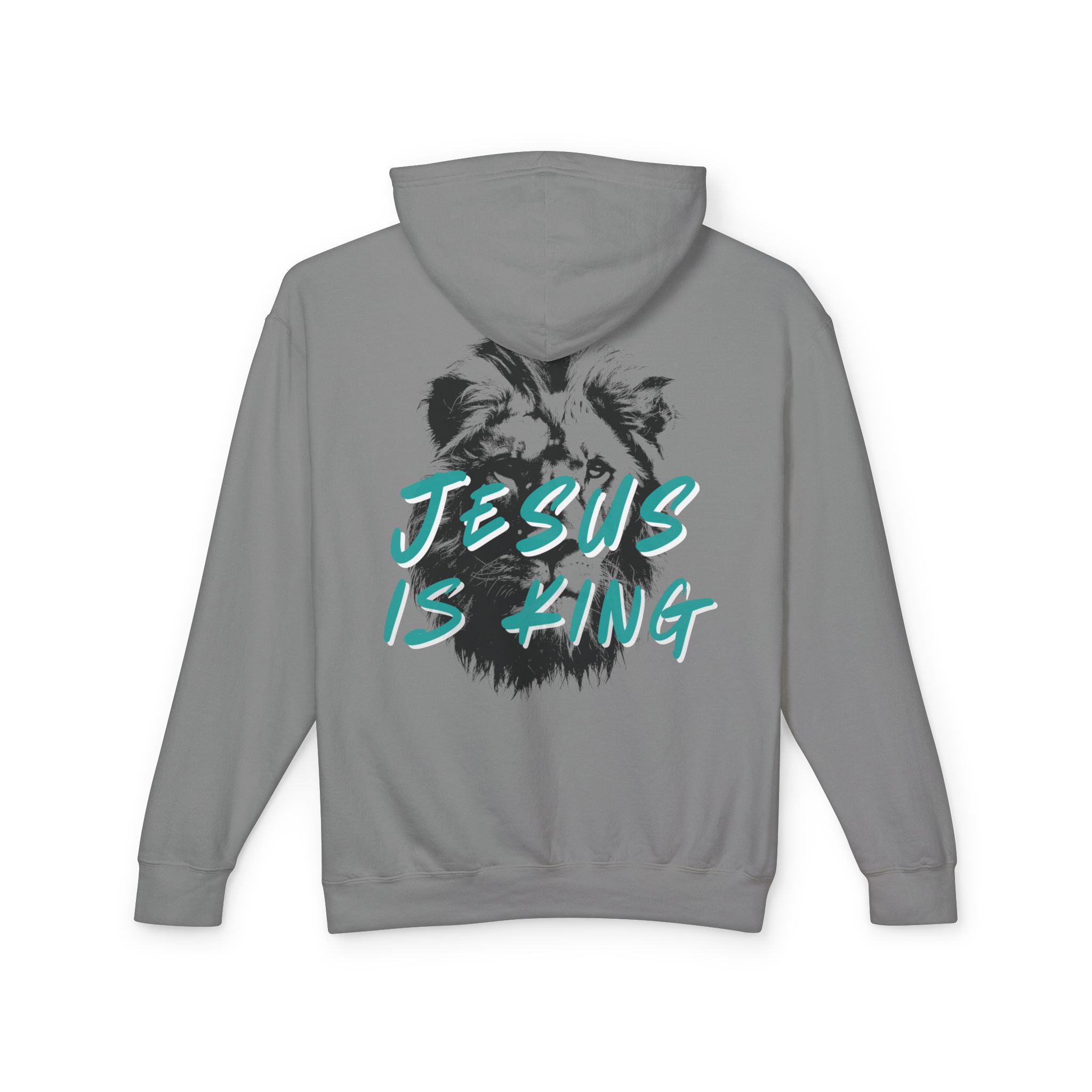 Jesus is King: Teal Unisex Lightweight Hooded Sweatshirt