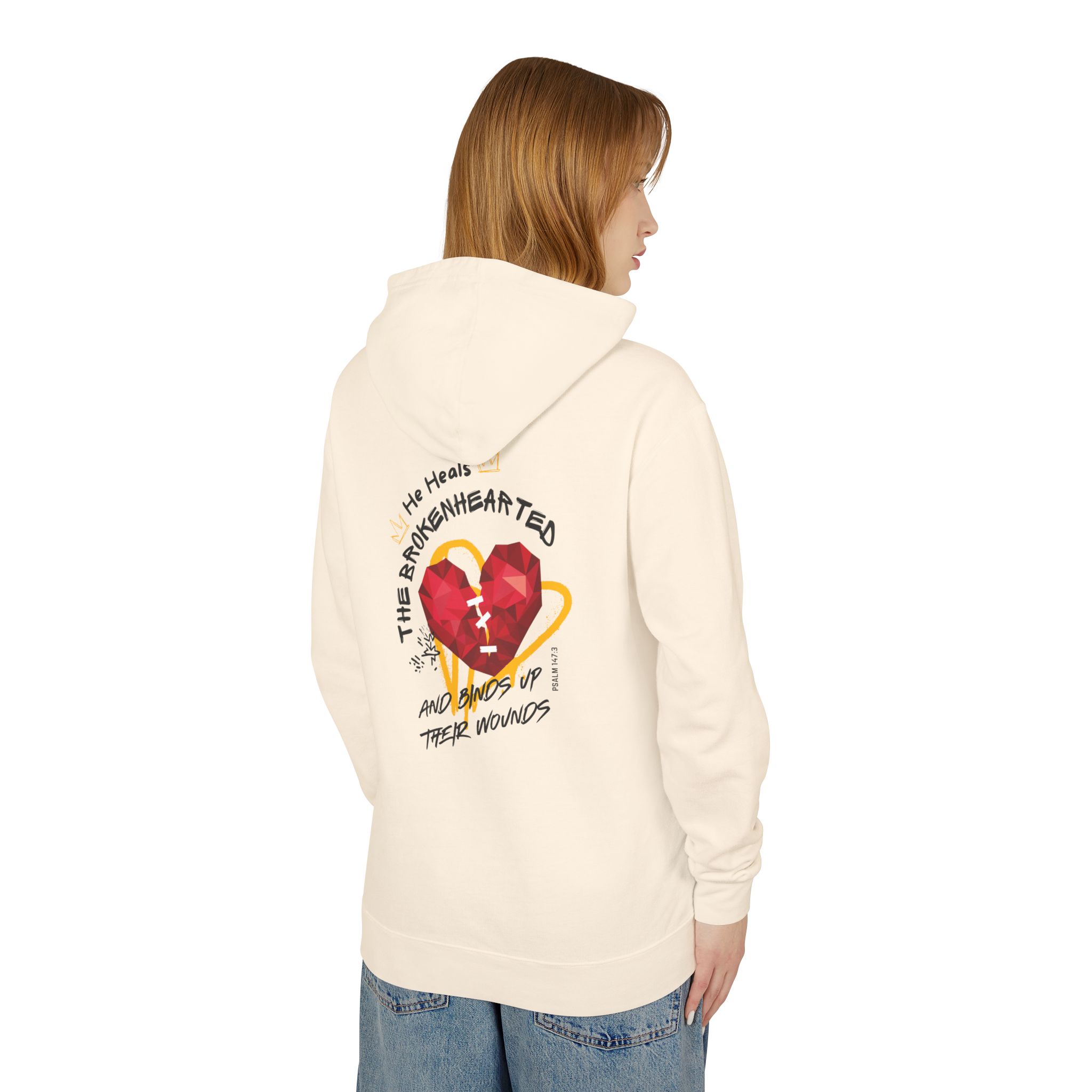 He Heals the Brokenhearted Unisex Lightweight Hooded Sweatshirt - Image 16