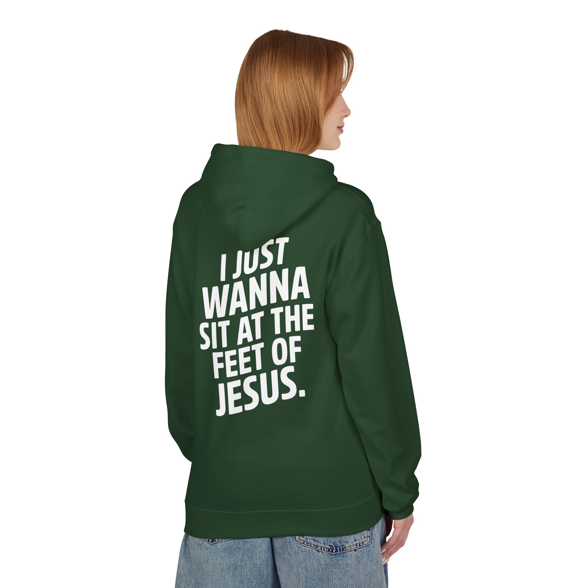 I Just wanna Sit at the Feet of Jesus Midweight Softstyle Fleece Hoodie - Image 2
