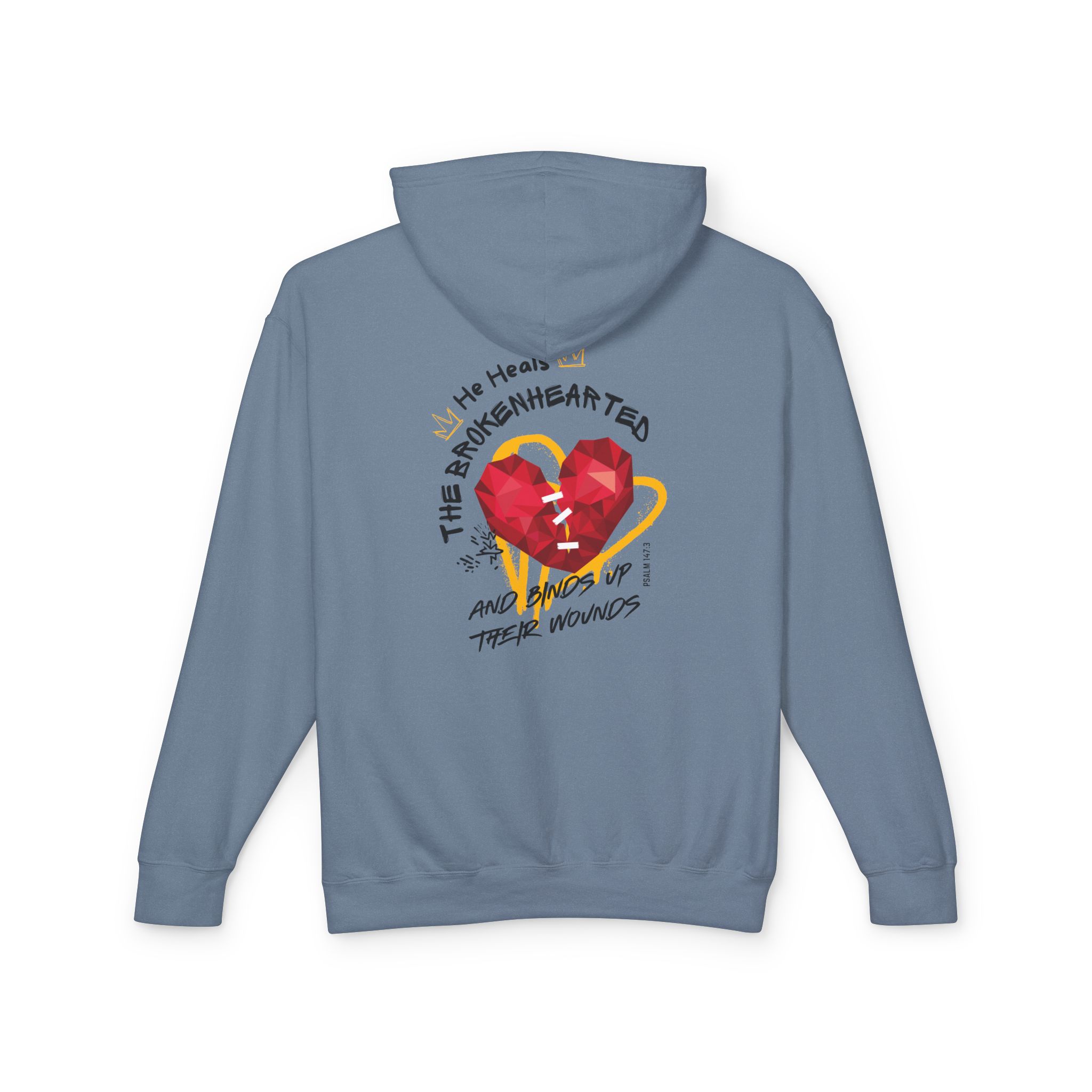 He Heals the Brokenhearted Unisex Lightweight Hooded Sweatshirt