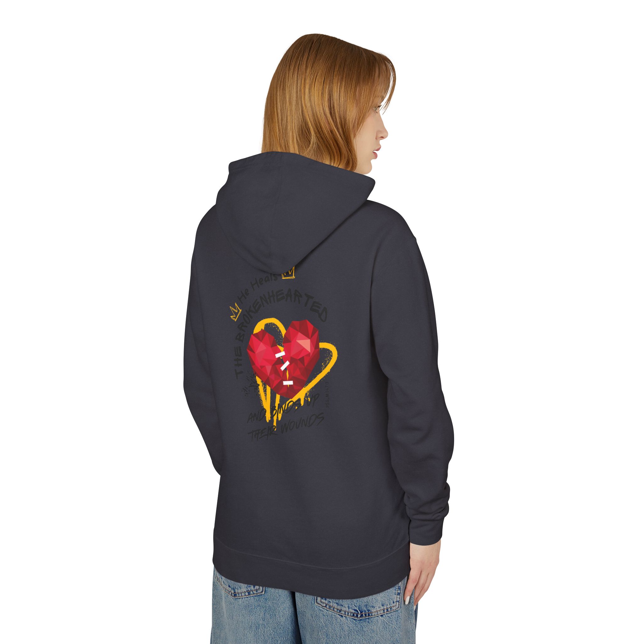 He Heals the Brokenhearted Unisex Lightweight Hooded Sweatshirt - Image 8