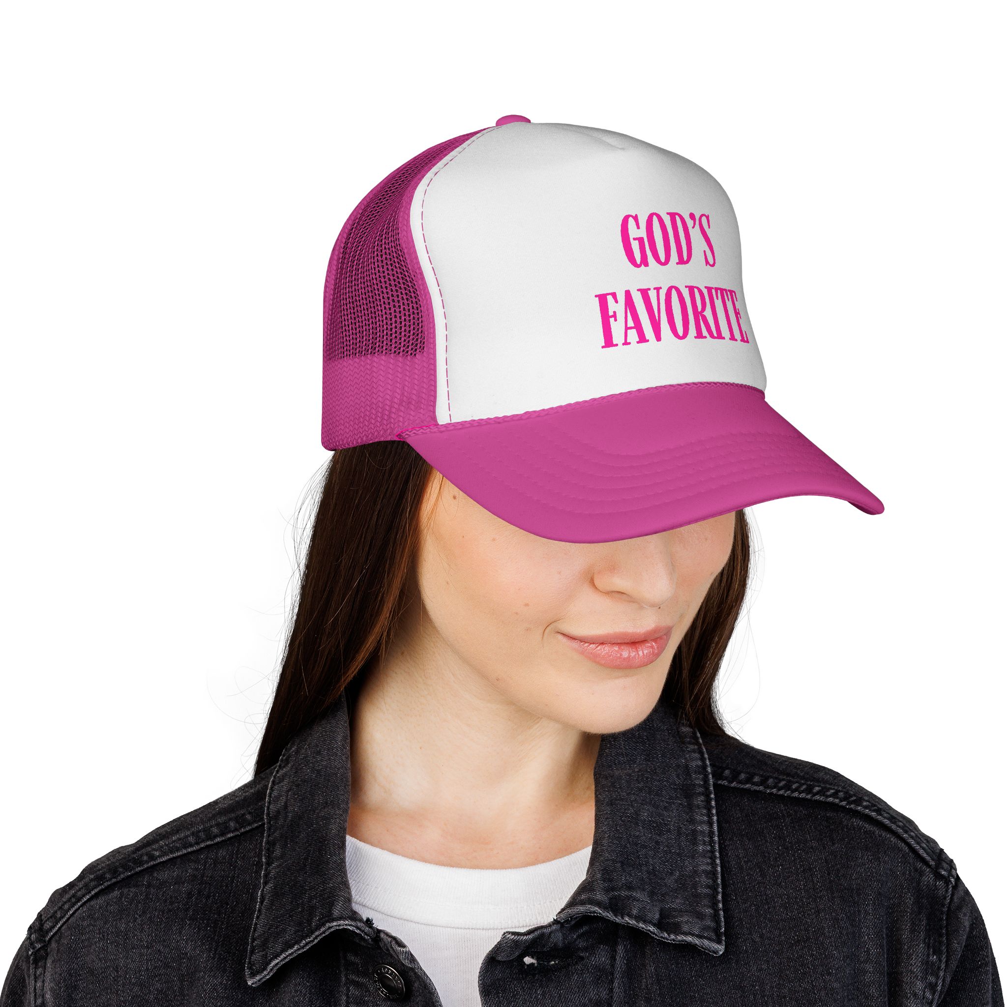 God's Favorite: Pink Trucker Caps - Image 4